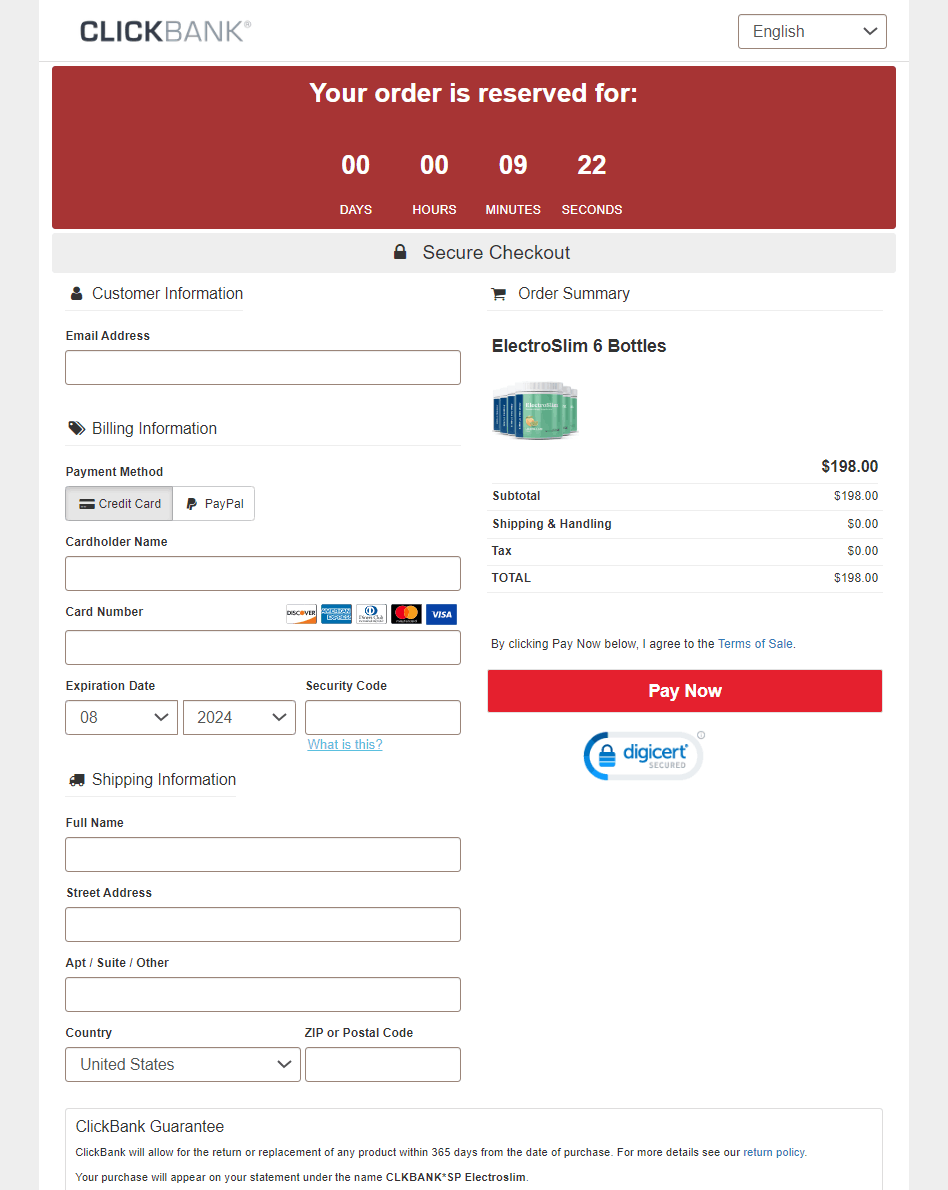 ElectroSlim Secure Order Form